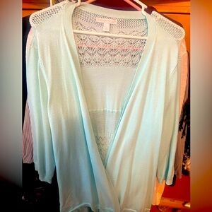 Sea Green with Knitted Lace Sweater